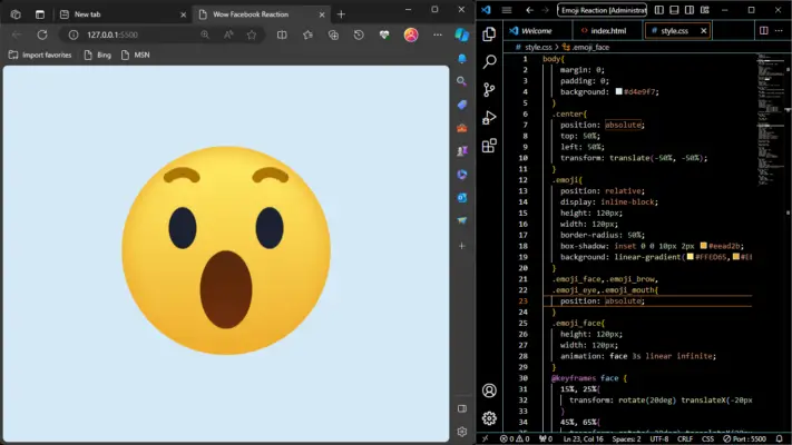 Facebook Wow Emoji Reaction Using Html & CSS